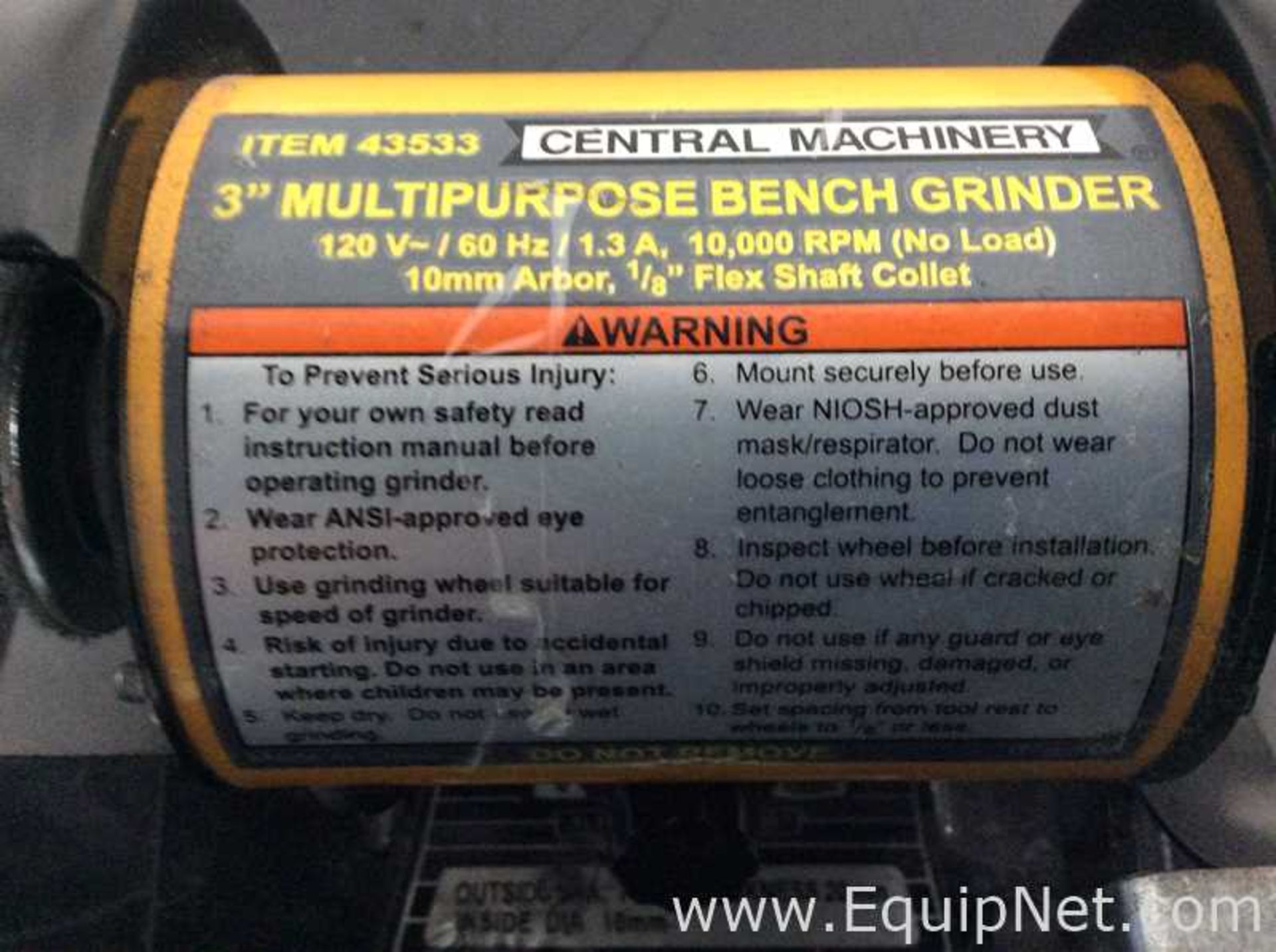 Central Machinery 43533 Bench Grinder - Image 3 of 3