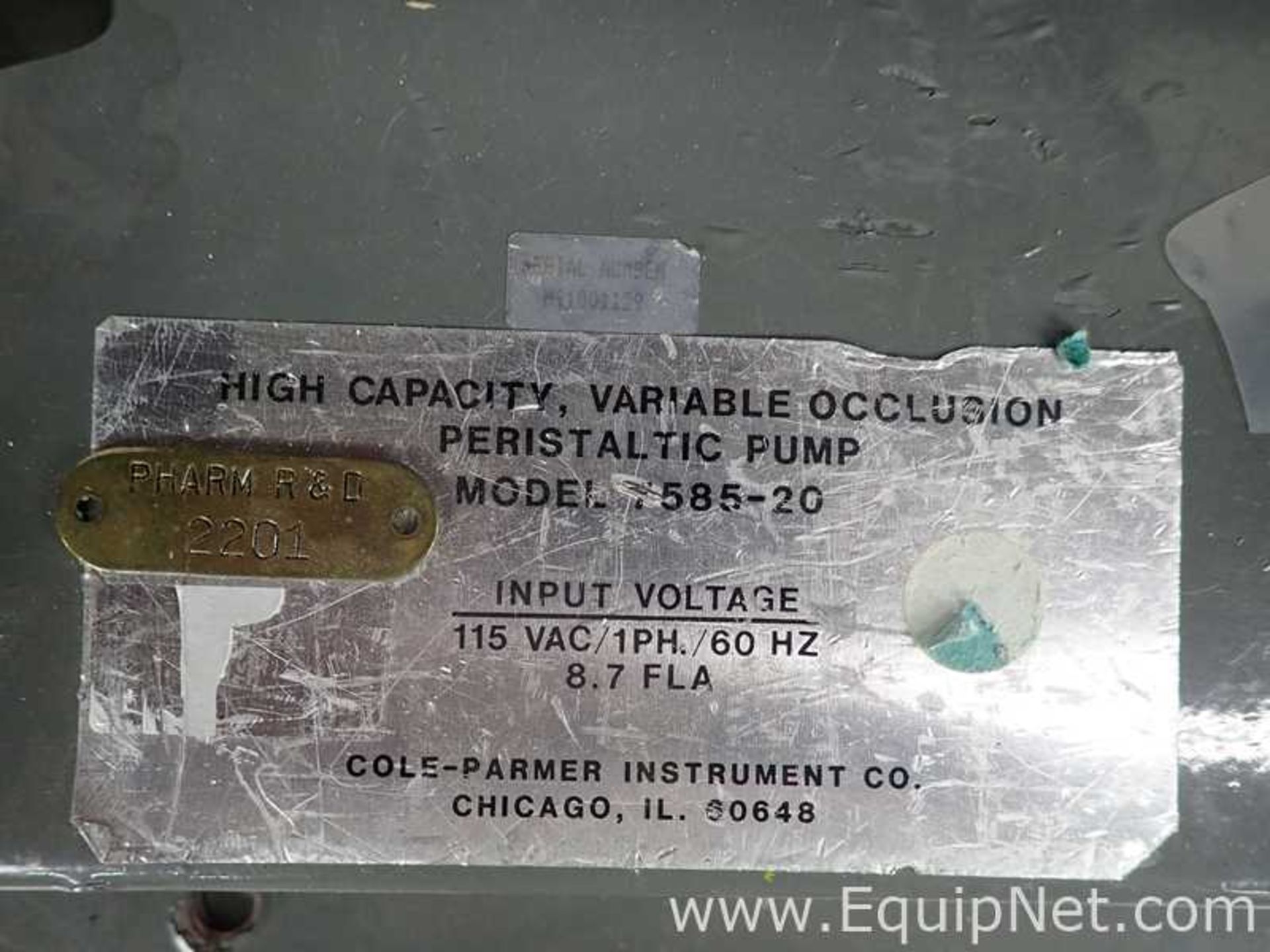 Cole Parmer 7585-20 High Capacity Variable Occlusion Peristaltic Pump - Bild 4 aus 6