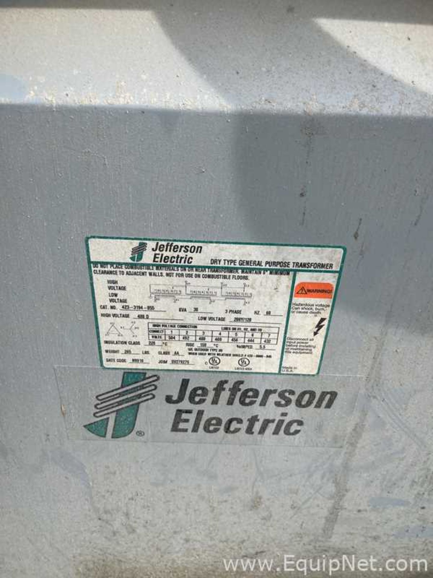 Jefferson Electric 423-3164-055 Transformer - Image 2 of 2