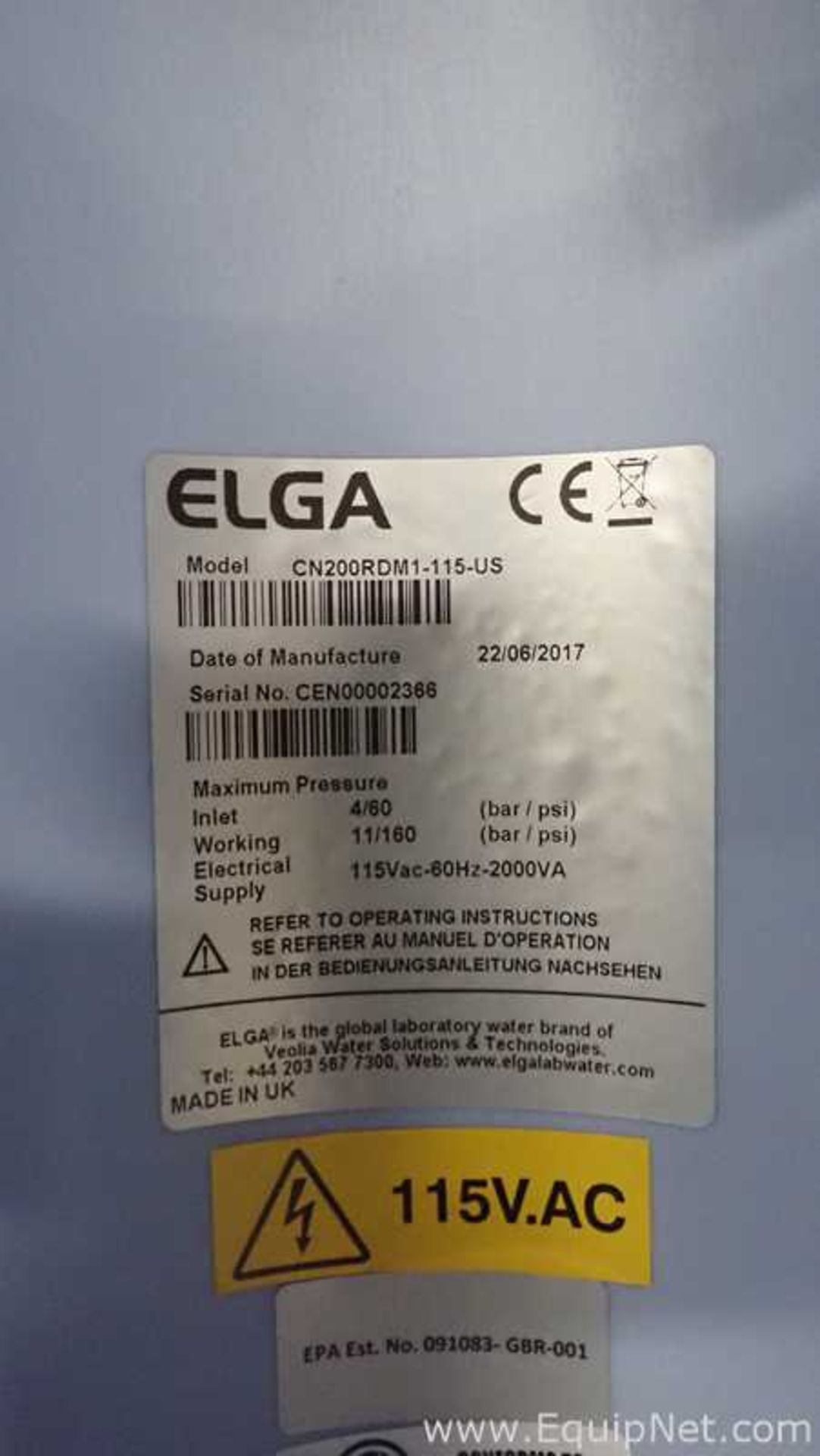 Elga CN200RDM1-115-US Water Purification System - Image 5 of 5