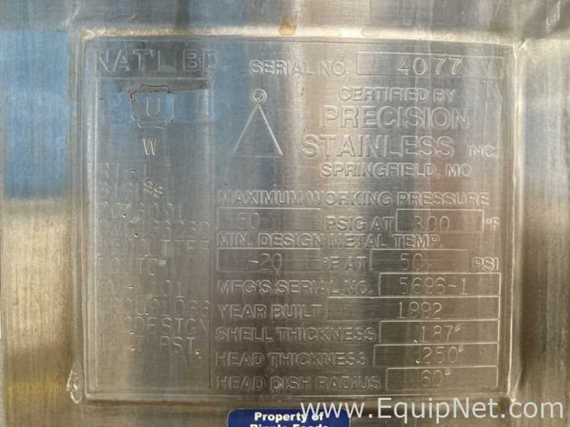 Precision Stainless 1500 Liter Stainless Steel Tank - Image 5 of 14