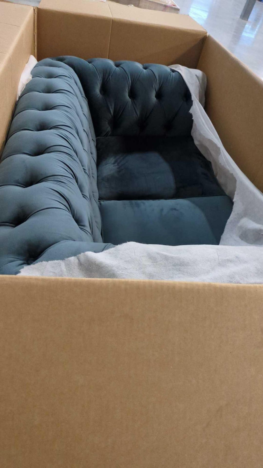 Blue upholstered Couch and love seat - Image 3 of 5