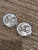 2 Canadian Bald Eagle Silver Coins
