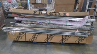 Board, metal scaffolding rods, Multiple sets up running boards and metal pieces