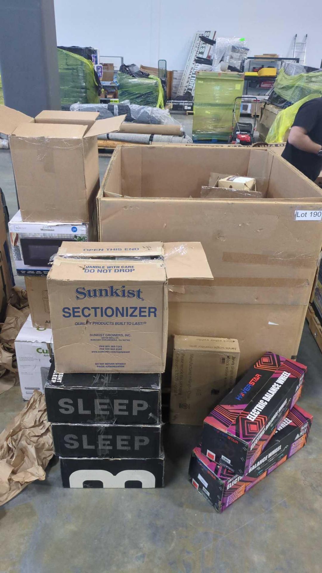 Sleep 8 boxes, Electric Balance Wheels, Cuisinart airfryer toaster, Microwave, sunkist sectionizer,