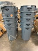 4 Stacks of Brute Rolling garbage Cans approx 20 cans