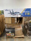 Truck box, misc furniture,cubby organizer, Dyson v15 detect, watercooler, chair, F-15 Model