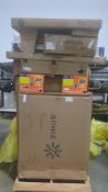Pallet- Zinus Bed platform, Tide Pods, Snowman, heater, Zinuze twin products, fluted crystal drinkwa