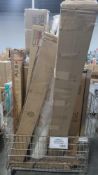 Wire bin- window blind, furniture pieces, gym stand, table, rolled mattress and more