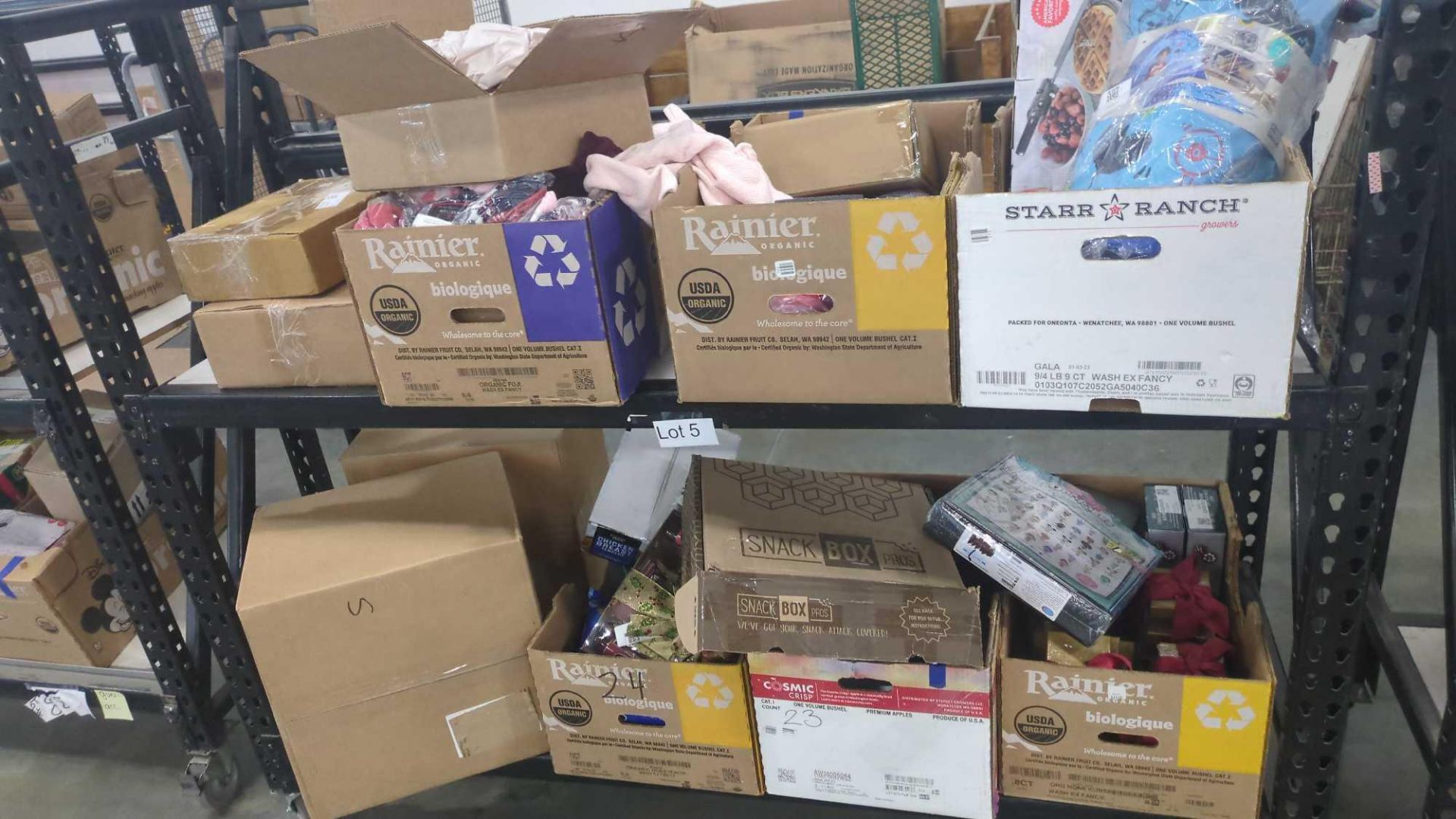 Rolling rack: Big box store items: Almond joy, Disney Doorables, lands end clothing, Gift baskets, p - Image 21 of 21