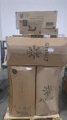 Pallet- Multiple orca ride on toys, zinus queen mattresses, steel shelving, pop up snowman, Spiderma