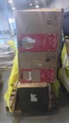 Pallet- Partial Christmast tree boxes, Gun safe, condition unknown