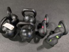 Pair of 28 and 32kg kettle bells and other misc