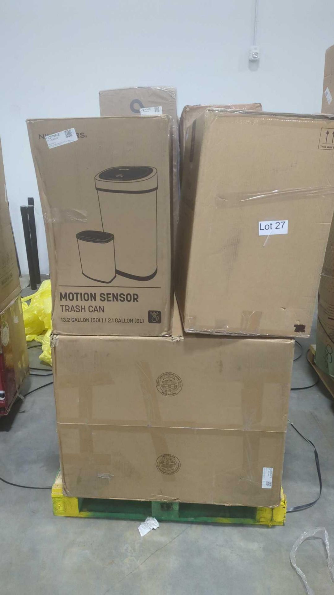 Pallet- Motion sensor garbage can, Frigidaire beverage center, Avalon water dispenser, tramontina ga