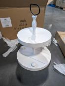 Hive and home decor. two tier white round trays
