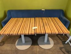 (2) wood butcher block style wood tables