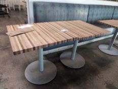 (2) wood butcher block style wood tables