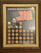 Lincoln Memorial Coins Set Framed 1959-1972 ( 32 coins) vintage