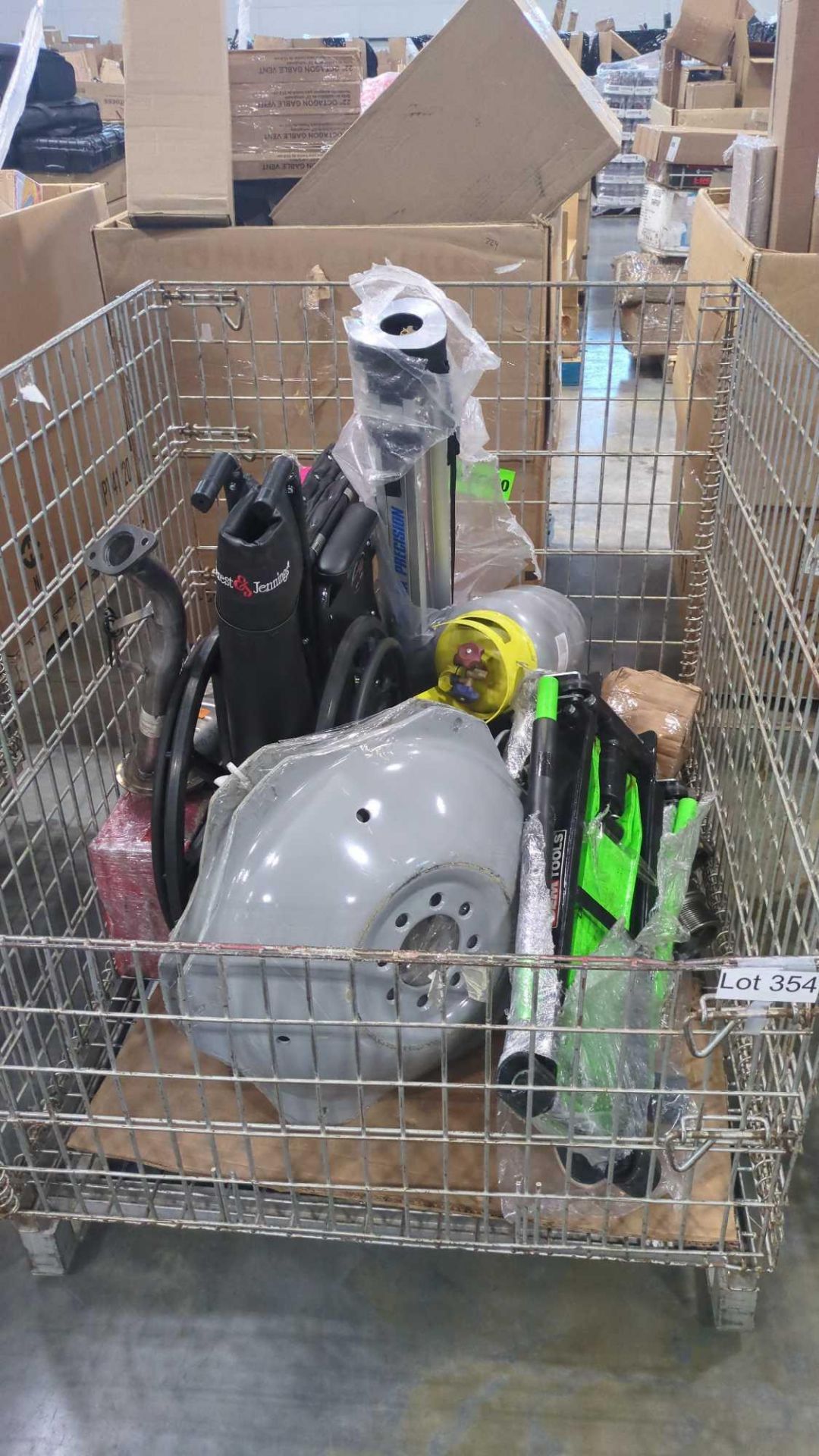 Wire bin- Wheel chair, tank, Floor Jack, Tripo, rim and more