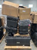 pallet of waterproof travel cases. soft chair and other items
