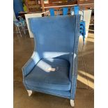 (3) blue high back chairs