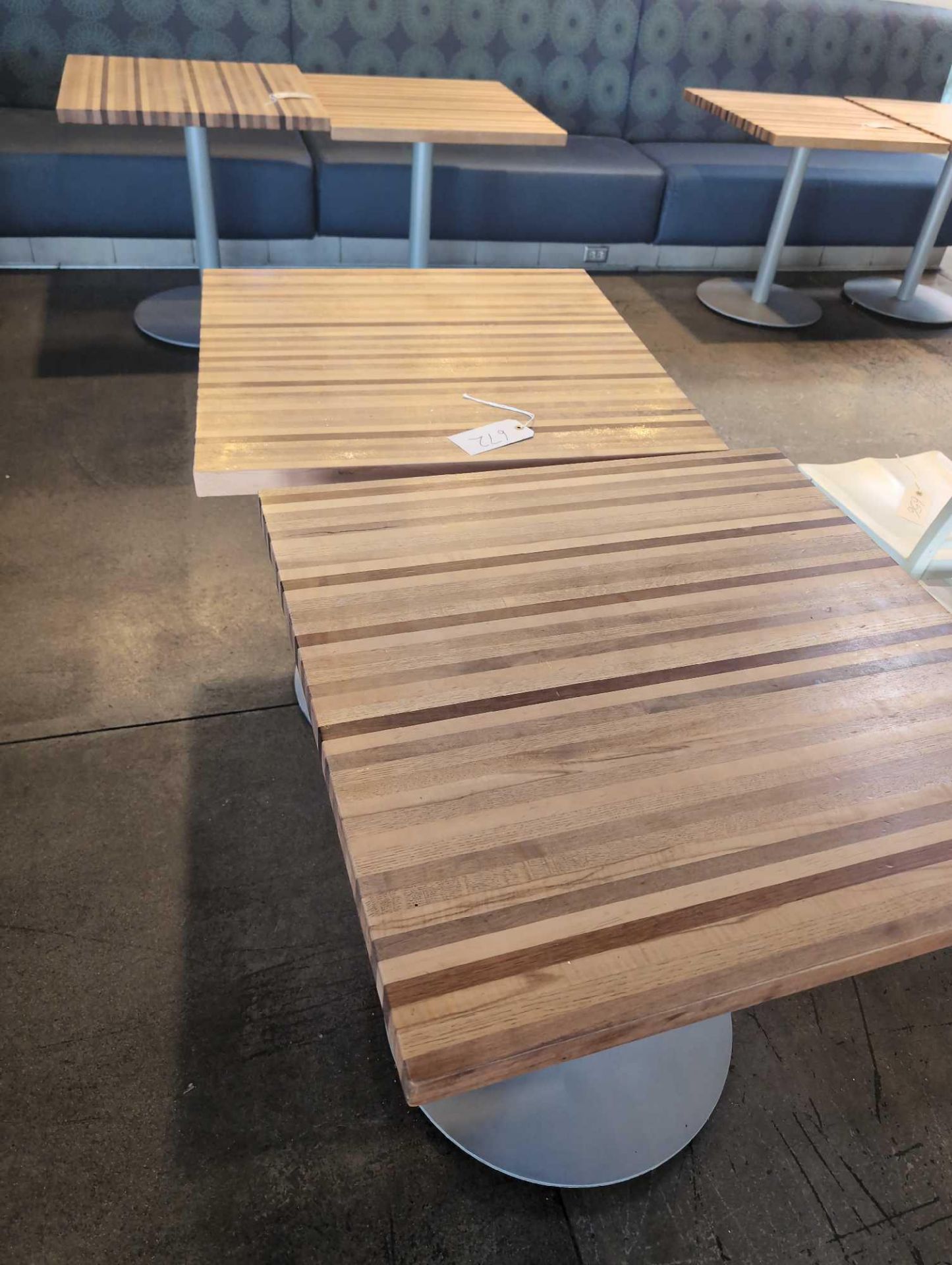 (2) wood butcher block style wood tables - Image 2 of 6