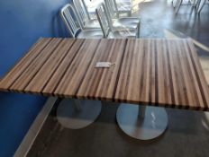 (2) wood butcher block style wood tables Address: 11372 S state Street Sandy, UT 84070 Pickup Times: