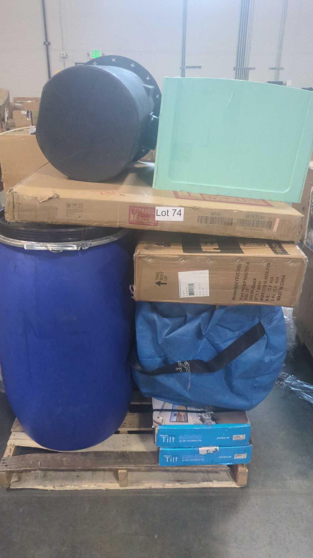 Pallet-Secondary mark slide, barrel, Storage bin, Tv mounts, b24SS, Rolled mattress, inflatable?