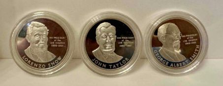 Rare 3- 1 oz .999 Silver LDS Prophets Coins John Taylor, Lorenzo Snow and George Albert Smith