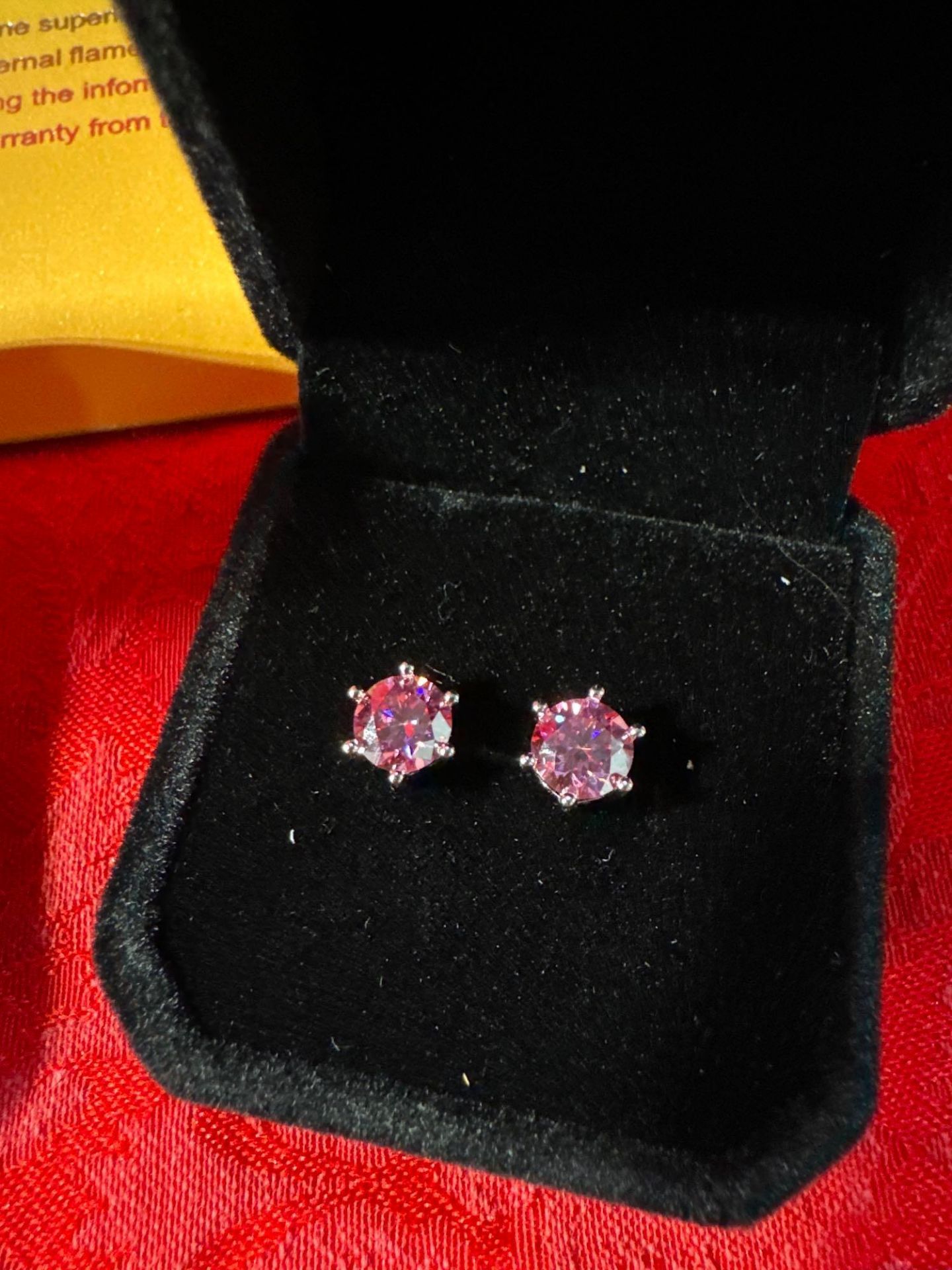 2 Carat Moissanite Size 8, 925 Silver Band, 1 Carat Pink Moissanite Earrings - Bild 4 aus 5