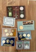 Misc coins: Silver JFK 50C coins, Presidential Coins, 1964 Proof Sets, Ben Franklin Silver Half Doll
