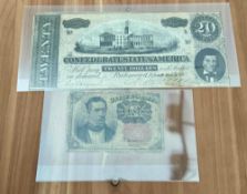 1864 $20 Confederate States Note Richmond, and 10c Fractional Currency