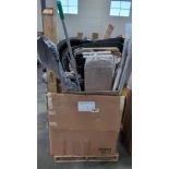 Car parts, talls, ironing boards, tubing, chair, brooms, dolly and more