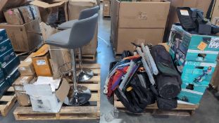 Two pallets-stools, Golf club, Cubii Compact Seated bike, hammocks, and more
