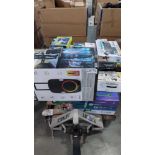 Electric Scooter, Party Speaker, head phones, Drone, Sound mixer, Lights and more, some returns