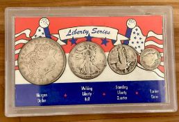 Liberty Series Coins: Morgan Dollar, Walking Liberty Half, Standing Liberty Quarter, and Barber Dime