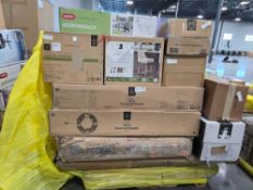rolled mattress, Wreaths, Multiple Swivel Counter Stols, Dog Statute, Luggage, Keter box, Zinus and