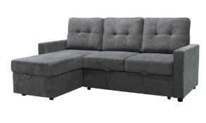 Kylie Storage Sofa Bed Reversible Sections , Dark Gray