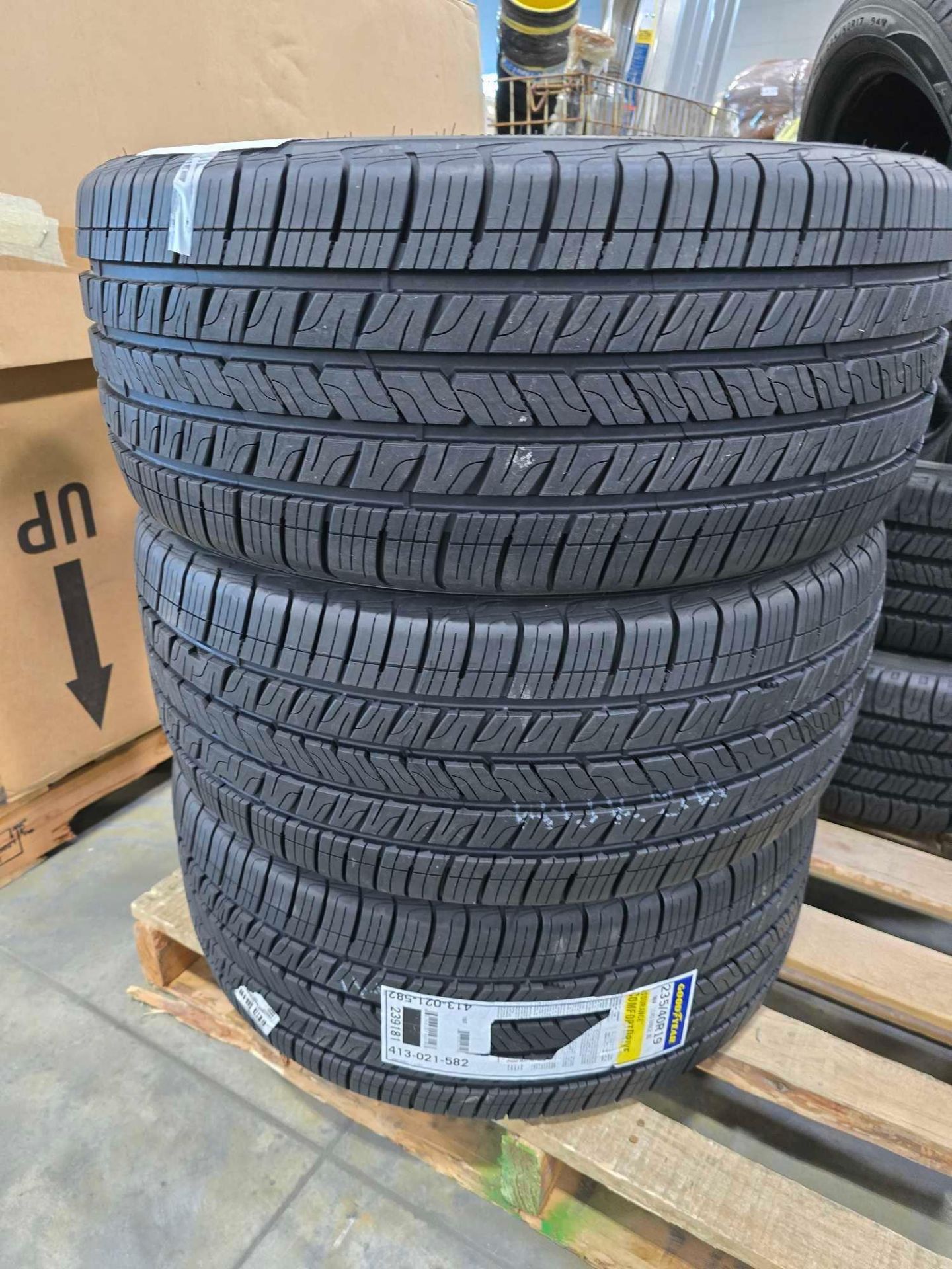 Tires: 3 Goodyear 235 40 R19 and 3 Goodyear 225 50R17 - Image 2 of 8