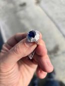 Platinum 2.74 CTW Thailand Sapphire Corundum & 0.80 ctw Diamond Ring