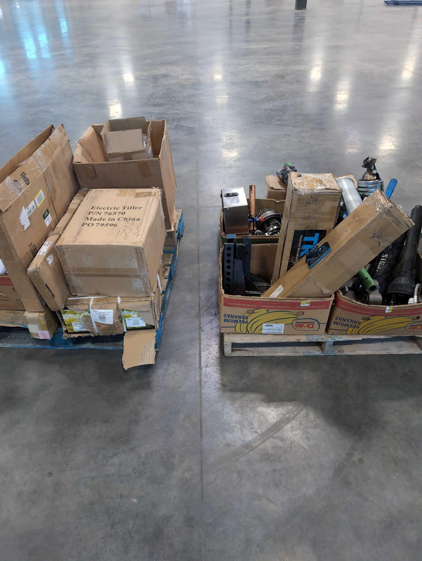 (2) pallets electric tiller, telescope, and misc industrial and auto
