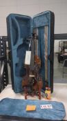 Arthomes Violin w Oblong Case, stand, digital tuner and 2 bows 4/4 size