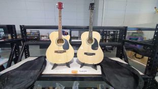 Acoustic Cutaway Guitar and Acoustic Guitar w/ stands and gig bag