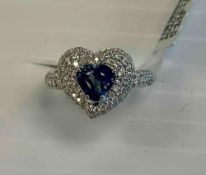 Sapphire & Diamond Ring 18KT 1.56 cts Sapphire .76 cts Diamond