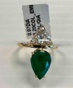 Emerald & Diamond Ring 18KT 3.20 cts Emerald 0.97 cts Diamond