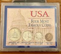 Four Most Famous Coins, Last of the Silver Coinage and Silver Franklin Uncirculated half Dollar