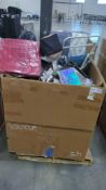 Chair pieces, Bedding, Plano case, dirt devil, books, storage bins, chairs and more