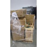 beverage refrigerators, blades in wood box, large bus cart,