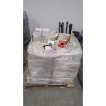 pallet of JKEBT rotating bookshelves and enbi products