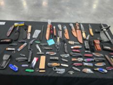 table lot of knives